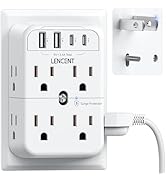LENCENT 2 Prong Power Strip, 3 to 2 Prong Outlet Adapter, 2 Type C&amp;2 USB, Surge Protector, Polari...