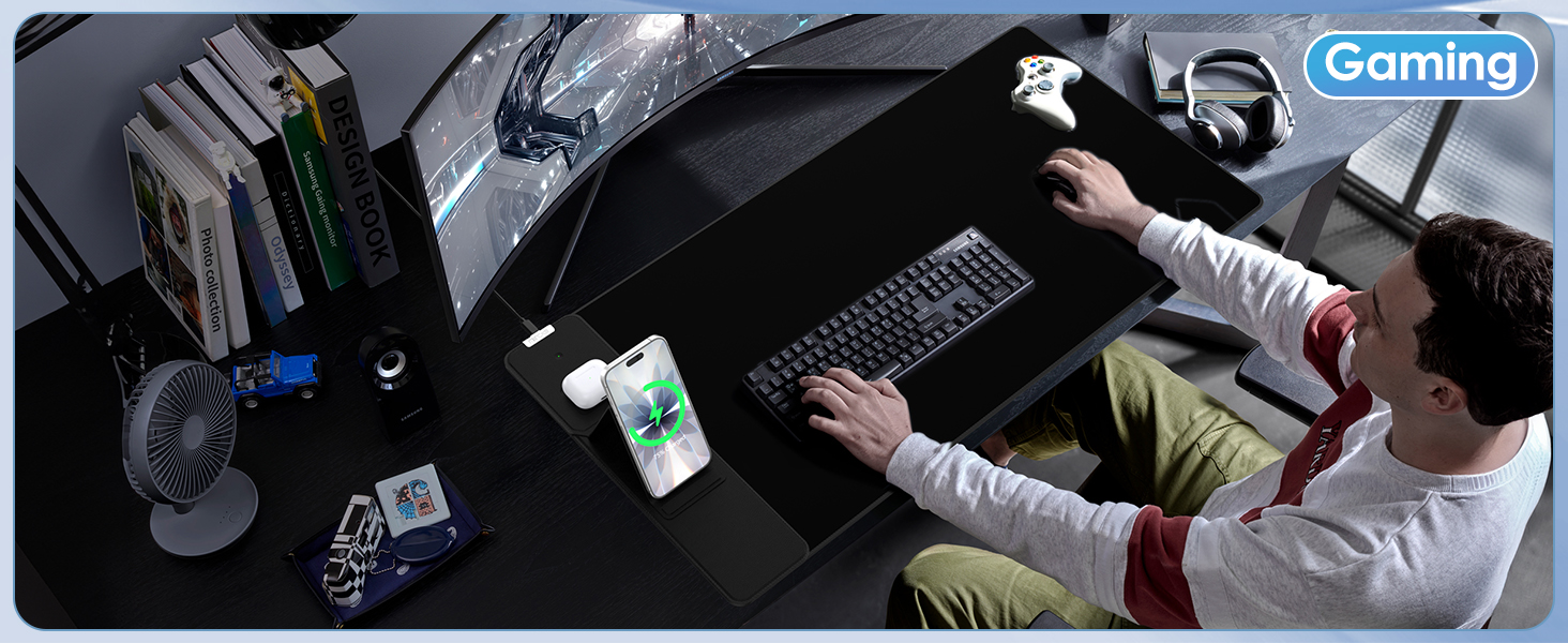 Gaming Mousepad with Magnetic Wireless Charging