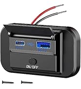 12V RV USB Outlet with Power Switch, 38W Dual PD3.0 Type-C &amp; Quick Charge QC3.0 USB-A Port Panel ...