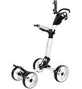 Qwik-Fold Folding Golf Push Cart 4 Wheel with Foot Brake – 1-Second Open &amp; Close Golf Bag Cart, A...