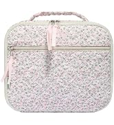 WOBAGMEN Cotton Quilted Insulated Lunch Box for Women, Lunch Box for Teen Girls, Cute Pink Floral...