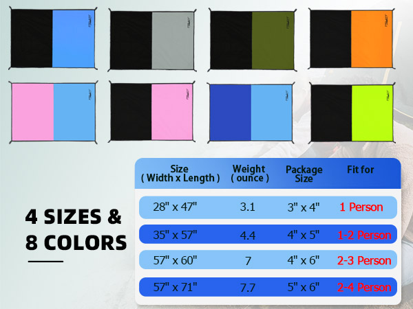 4 sizes 8 colors