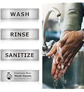 Wash Rinse Sanitize Sink Labels-Employees Must Wash Hands Sign Self-Adhesive Waterproof Wash Alum...