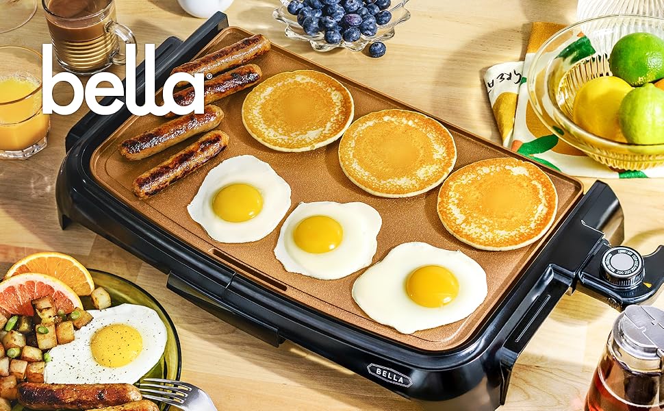 Bella Electric Griddle 10" x 16" Copper