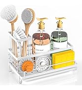 Cisily White Sink Caddy Kitchen Sink Organizer, Sponge Holder for Kitchen Sink with Removable Dri...