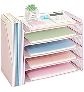 OPNICE Desk Organizer, 5-Tier Paper Organizer Letter Tray with Magazine Holder, Office Desk Acces...