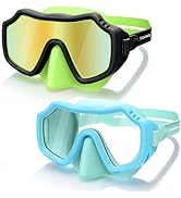 Vvinca 2 Pack Kids Swim Goggles with Nose Cover, Anti Fog Snorkel Mask for Boys Girls 3-15, Shatt...