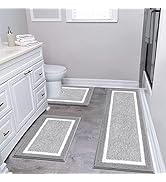 Pauwer Bathroom Rug Set 3 Piece, Non-Slip Absorbent Bath Mats, Microfiber Soft, Absorbent Plush S...