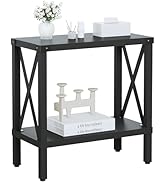 MMEOLUOOK Narrow End Table, Large Sofa Side Table, Farmhouse Nightstand with Storage Shelve, Slim...