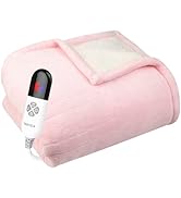 YANYEA Electric Heated Throw Blanket Sherpa 50"x60" Pink Machine Washable 6 Heat Settings 4 Hours...
