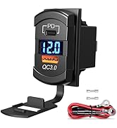 WNNBTOVN 12V Dual USB Outlet,QC3.0 and PD Type C Car Socket, Fast Charger USB Adapter with LED Di...