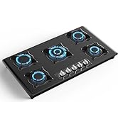 Nafewin Propane Gas Cooktop 36 Inch, 5 Burner Top Stove Built-in Gas Stove Top Stainless Steel, N...