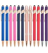 PASISIBICK 12 Pieces Ballpoint Pen with Stylus Tip, 2 in 1 Stylish Pen, Metal Stylus Pen for Touc...