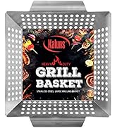 Kaluns Grill Basket For Veggies, Heavy Duty Grilling Baskets For Outdoor Grilling, Large Stainles...