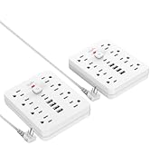2 Pack JouleLoom Power Strip Surge Protector with 8 Outlets, 4 USB and 2 USB C Ports, 5 Ft Extens...