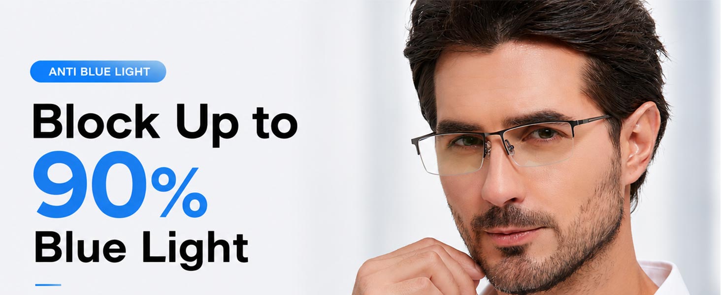 semi rimless blue light blocking glasses for men