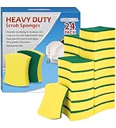 HOMERHYME Heavy Duty Scrub Sponges 24 Pack, Double-Side Design, Long-Lasting Kitchen Sponges, Hig...