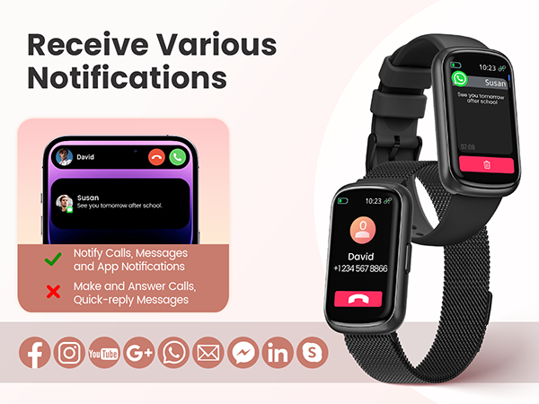 smart watch with receive message notification function