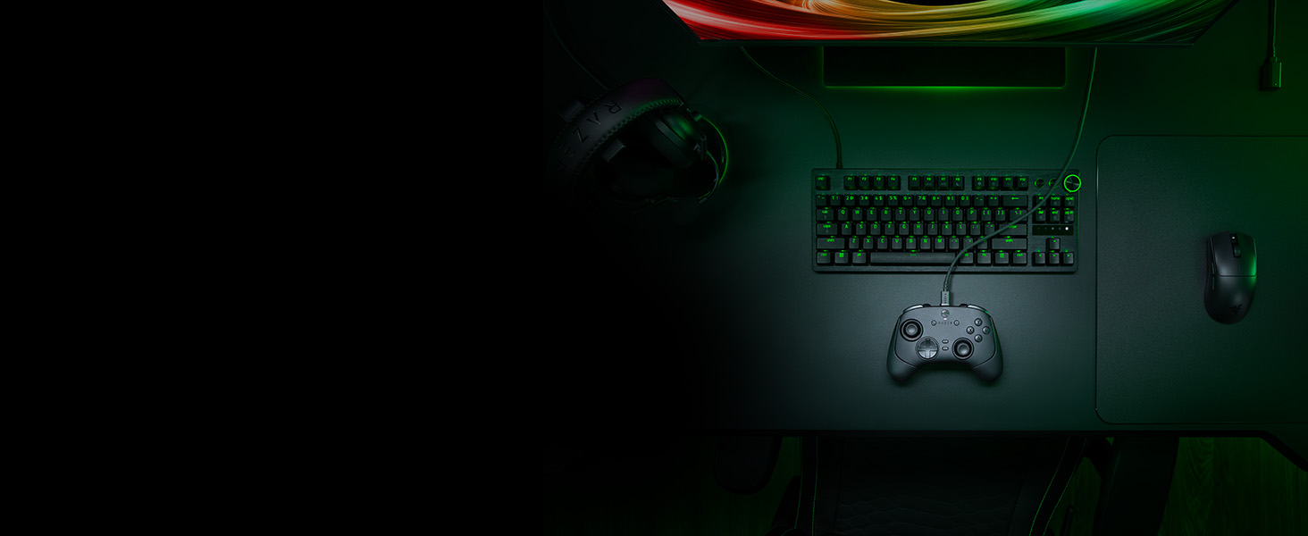 pc gaming desk setup for pc and console gaming at the same station