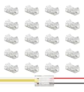 MIWISE 8mm Connectors Kit for 2-Pin COB LED Strip,20Pcs Strip-to-Wire Connectors,Solderless Exten...