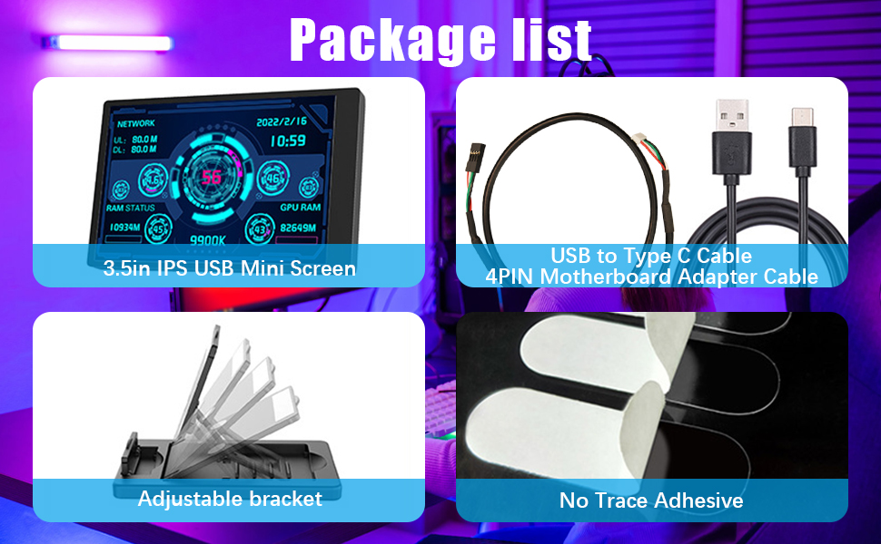 PC Temperature Display Screen Mini Monitor