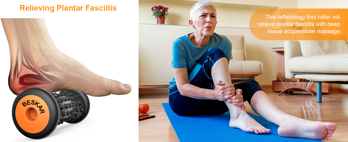 Foot Massage Roller for Plantar Fasciitis Relief Deep Tissue Acupresssure Recovery