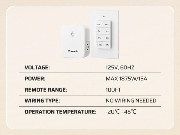 dewenwils remote control outlet