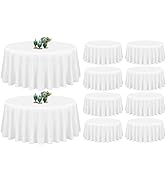 10 Pack White Round Tablecloth 90 Inch Washable Polyester Tablecloths for Round Tables Stain Resi...