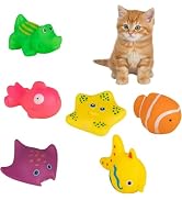 ZGLUZP 6Pcs Colorful Pool Cat Interactive Toy, Cat Floating Water Toy, Pet Kitten Swimming Bathin...