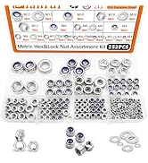 Dianrui 252PCS Metric Hexnut &amp; Locknuts Assortment Kit with Flat Washer, Nuts and Washers Set 304...