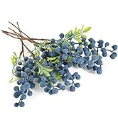 HUIANER Artificial Berries, 6 Pcs Simulation Flowers Lifelike Blueberry with Stems Fake Christmas...