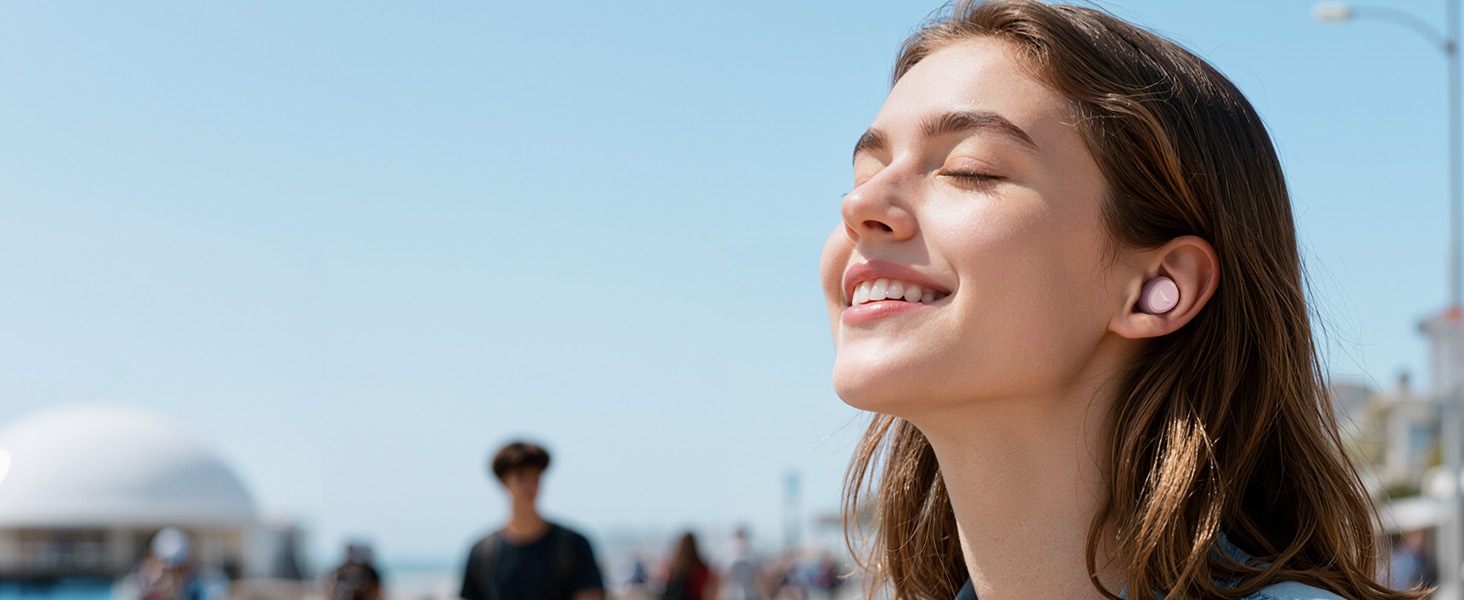 Ergonomic in-ear wireless earbuds worn comfortably for secure everyday listening