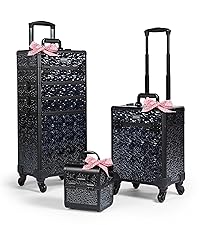 BYOOTIQUE Mini Makeup Train Case with Mirror 2 Tier Trays Box Makeup Artist