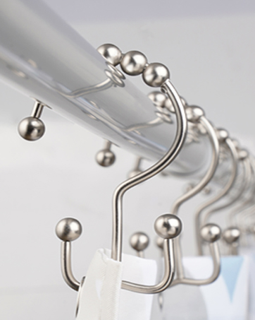 DAWNER Shower Curtain Hooks Rings, Rust Proof Hooks, Metal Easy Glide Double Shower Rings