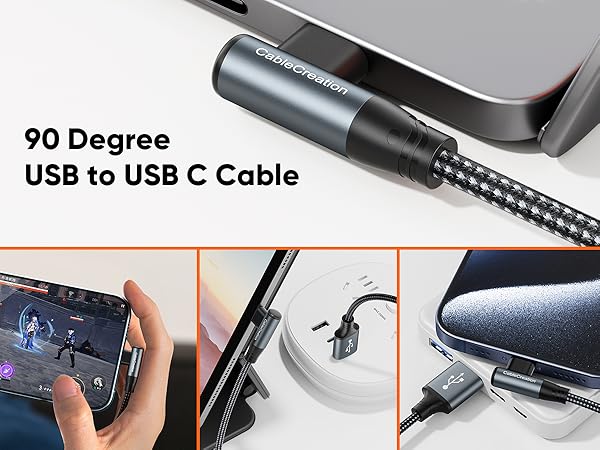 90 degree USB to USB C Cable