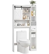HOOBRO Over The Toilet Storage Cabinet with Sliding Barn Door, Toilet Paper Holder, Farmhouse Sto...
