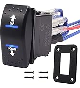weideer Polarity Reversing Momentary Rocker Switch 20A 12V DC Motor Control 7Pin Up Down Blue LED...