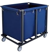 Commercial Laundry Cart with Wheels,600 lbs Industrial Laundry Cart with Steel Frame and Oxford C...