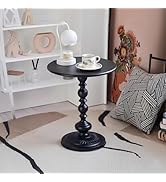 SJIE Side Table - 13.8" Round Small Accent Table with Metal Base, Multifunctional Vintage Coffee ...