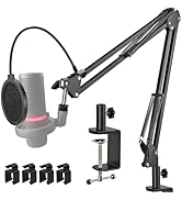 Rigych DuoCast Boom Arm Mic Stand with Pop Filter, AdjustableMic Arm Suspension Boom Scissor Micr...