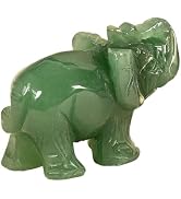 SquarezhenBo Elephant Ornament, Elephant Statue, Jade Stone Handcraft Natural Green Jade Stone El...
