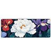 White Peony Desk Pad Soft Smooth Surface and 3mm Anti-Slip Rubber Base, Purple Iris Flower Mouse ...