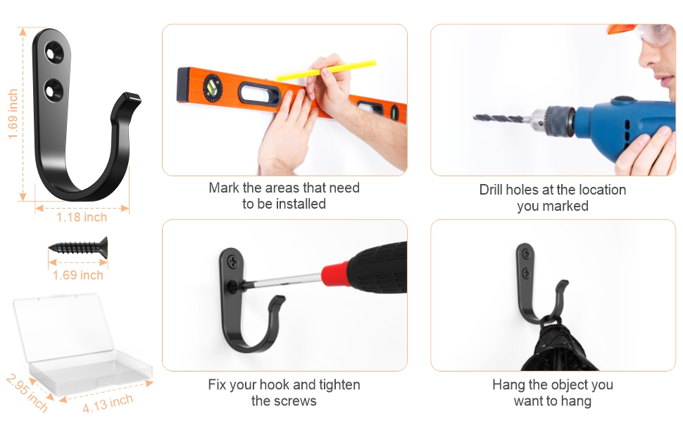 Heavy Duty Single Prong Wall Hooks