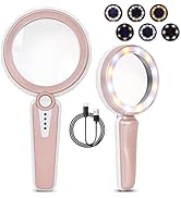 HUIBOER 45X Magnifying Glass with Light, 1200mAh Rechargeable, 6 Light Modes, 4.6In Large Handhel...