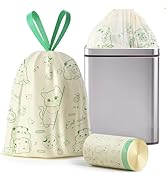 13 Gallon Trash Bags with Cats &amp; Mice Printed &amp; Drawstring, Tear-Resistant Tall Kitchen Garbage B...