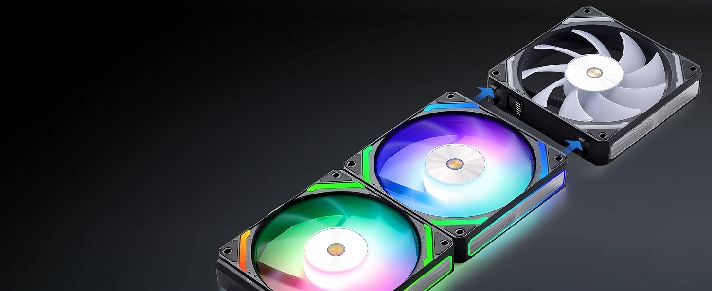 Addressable RGB Compatible wireless modular fan low noise quiet HDB bearing 