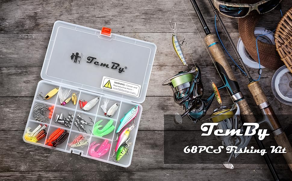 Small fishing tackle box with tackle
