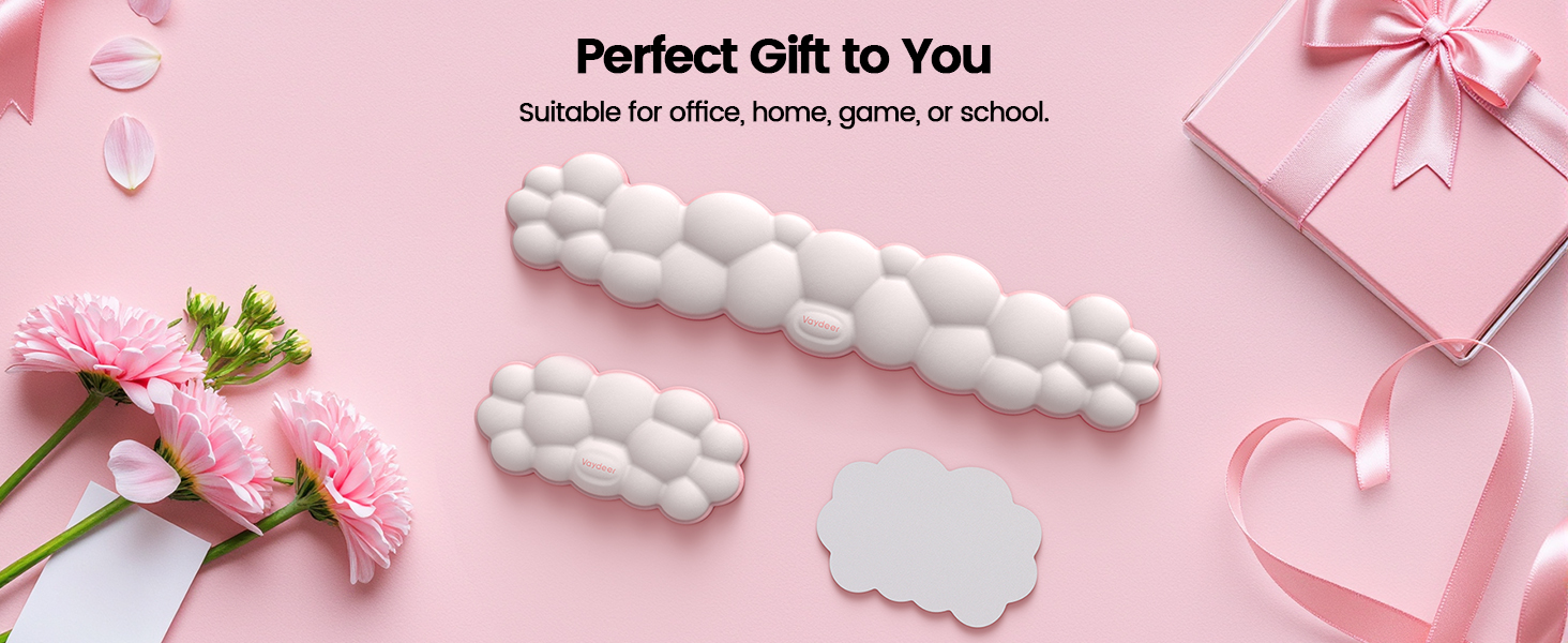 Cloud Wrist Rest Keyboard, Memory Foam Cloud Keyboard Wrist Pad with Ergonomic Support &amp;amp; Base