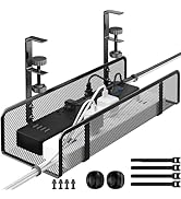 Under-Desk Cable Organizer Tray - Wire Management Box with Cord Organizer and Raceways for Office...
