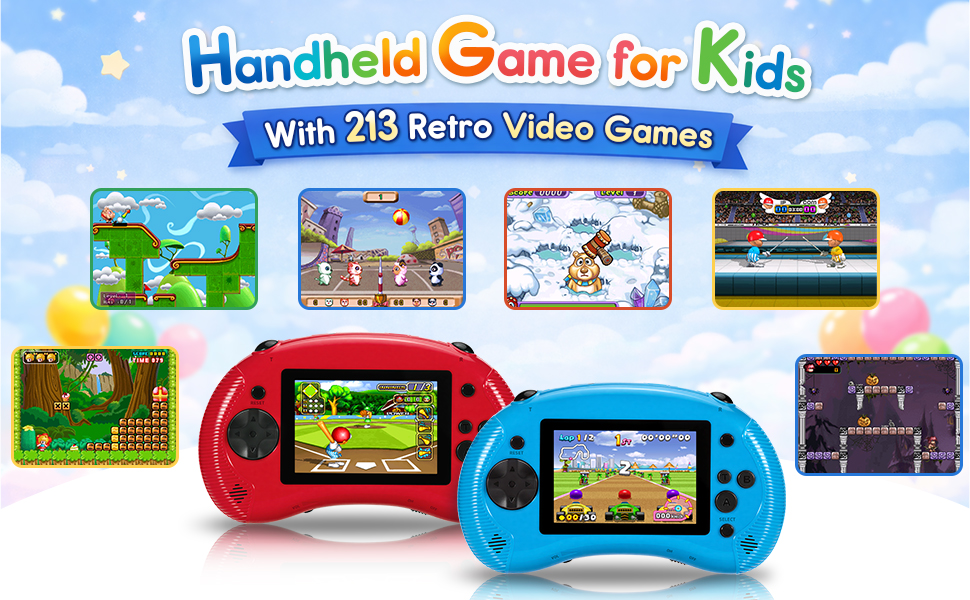 Handheld Game for Kids, 3.2&amp;#34; HD Screen with 213 Retro Video Games